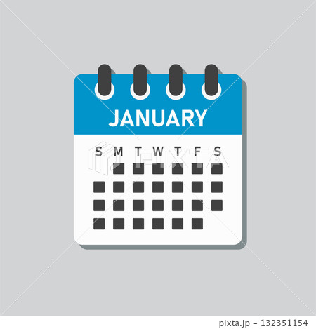 Vector template icon page calendar, month January 132351154