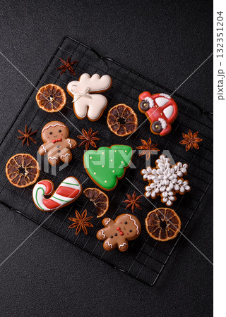 Christmas gingerbread cookies as winter holiday food background . Christmas gingerbread 132351204
