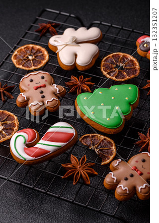 Christmas gingerbread cookies as winter holiday food background . Christmas gingerbread 132351207