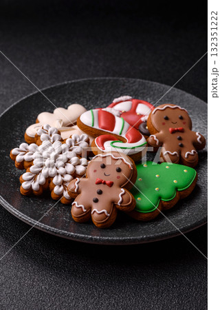 Christmas gingerbread cookies as winter holiday food background . Christmas gingerbread 132351222