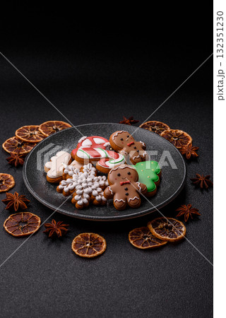 Christmas gingerbread cookies as winter holiday food background . Christmas gingerbread 132351230