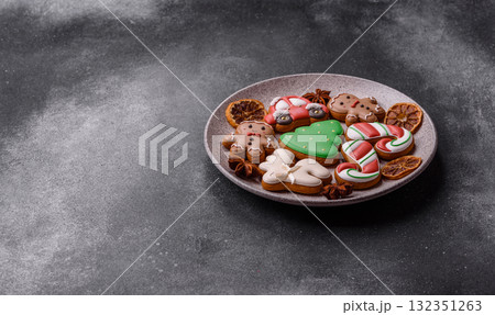 Christmas gingerbread cookies as winter holiday food background . Christmas gingerbread 132351263