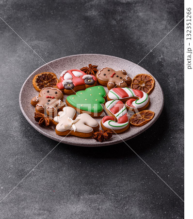 Christmas gingerbread cookies as winter holiday food background . Christmas gingerbread 132351266