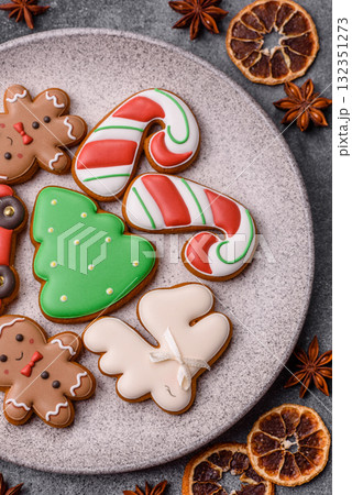 Christmas gingerbread cookies as winter holiday food background . Christmas gingerbread 132351273