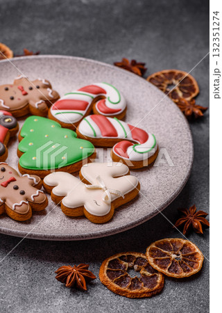 Christmas gingerbread cookies as winter holiday food background . Christmas gingerbread 132351274