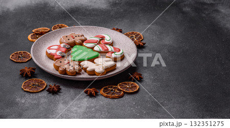 Christmas gingerbread cookies as winter holiday food background . Christmas gingerbread 132351275