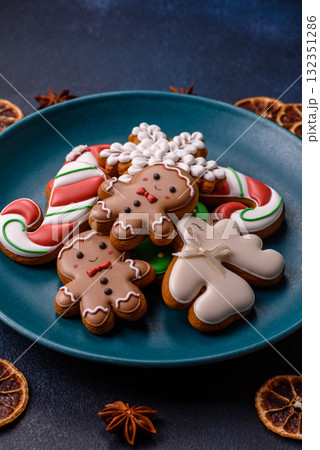 Christmas gingerbread cookies as winter holiday food background . Christmas gingerbread 132351286