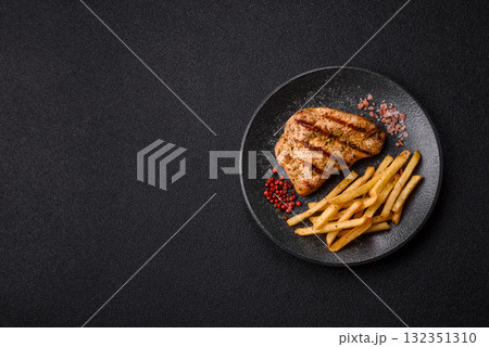 Chicken breast steak, grilled poultry fillet, healthy food, lunch. Chicken steak Chicken breast steak, grilled poultry fillet, healthy food, lunch. Chicken steak 132351310