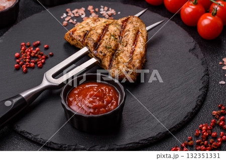 Chicken breast steak, grilled poultry fillet, healthy food, lunch. Chicken steak Chicken breast steak, grilled poultry fillet, healthy food, lunch. Chicken steak 132351331