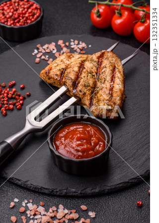 Chicken breast steak, grilled poultry fillet, healthy food, lunch. Chicken steak Chicken breast steak, grilled poultry fillet, healthy food, lunch. Chicken steak 132351334
