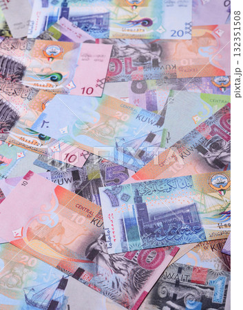 Kuwait paper money, dinar banknotes as currency for exchange or travel. Kuwaiti money 132351508