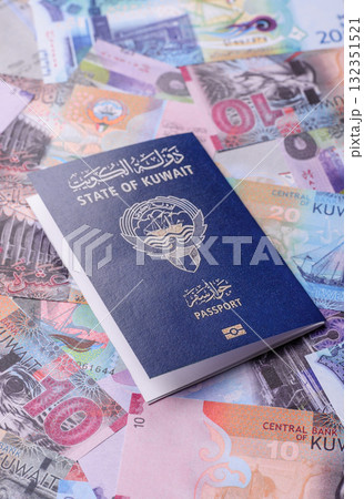 Kuwaiti passport for travelling, flying and doing business. Kuwait document, id Kuwaiti passport for travelling, flying and doing business. Kuwait document, id 132351521