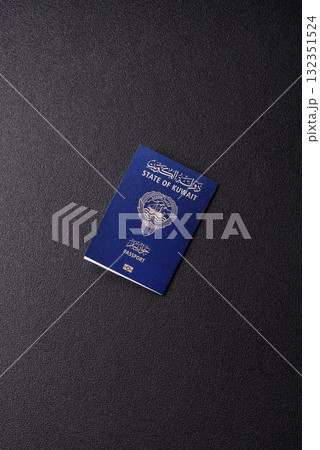 Kuwaiti passport for travelling, flying and doing business. Kuwait document, id 132351524