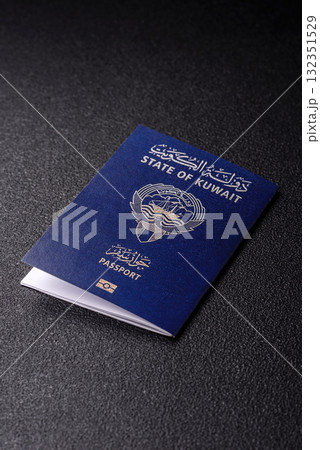 Kuwaiti passport for travelling, flying and doing business. Kuwait document, id 132351529