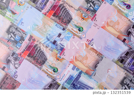 Kuwait paper money, dinar banknotes as currency for exchange or travel. Kuwaiti money 132351539