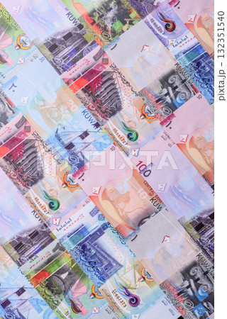 Kuwait paper money, dinar banknotes as currency for exchange or travel. Kuwaiti money Kuwait paper money, dinar banknotes as currency for exchange or travel. Kuwaiti money 132351540