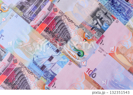Kuwait paper money, dinar banknotes as currency for exchange or travel. Kuwaiti money 132351543