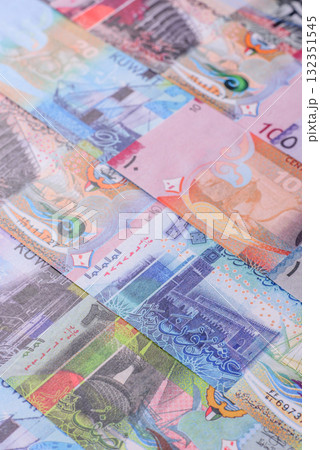 Kuwait paper money, dinar banknotes as currency for exchange or travel. Kuwaiti money Kuwait paper money, dinar banknotes as currency for exchange or travel. Kuwaiti money 132351545