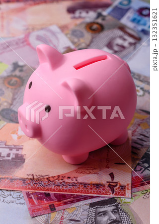 Bahrain paper money, dinar banknotes as currency for exchange or travel. Bahraini money 132351621