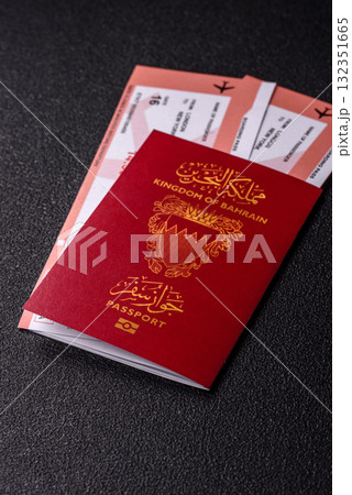 Bahraini passport for travelling, flying and doing business. Bahrain document, id Bahraini passport for travelling, flying and doing business. Bahrain document, id 132351665