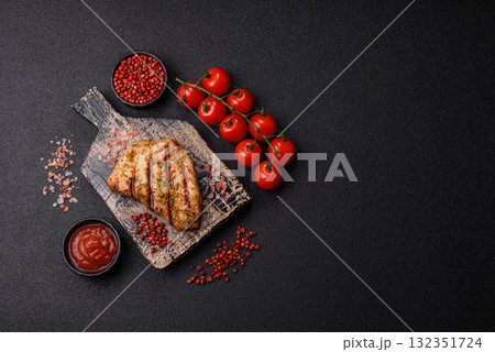 Chicken breast steak, grilled poultry fillet, healthy food, lunch. Chicken steak Chicken breast steak, grilled poultry fillet, healthy food, lunch. Chicken steak 132351724