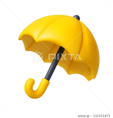 3D yellow umbrella icon for weather or safety. 132351873