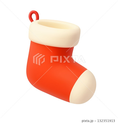 3d Red Christmas Stocking for Holiday Design. 3d Red Christmas Stocking for Holiday Design. 132351913