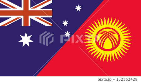 Flag of Australia and Kyrgyzstan. Two Flags Australia and Kyrgyz Republic 132352429