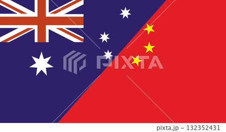 Flag of Australia and China. Two Flags Australia and Chinese Flag of Australia and China. Two Flags Australia and Chinese 132352431