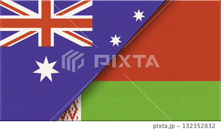 Flag of Australia and Belaruson fabric surface. Two Flags Together on fabric Flag of Australia and Belaruson fabric surface. Two Flags Together on fabric 132352832