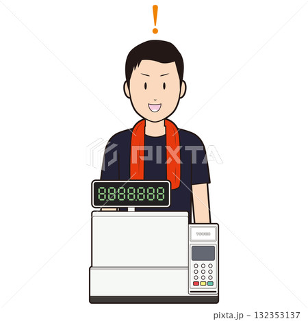 レジスターと男性飲食店スタッフ③ レジスターと男性飲食店スタッフ③ 132353137