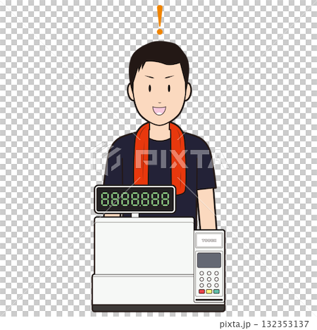 レジスターと男性飲食店スタッフ③ レジスターと男性飲食店スタッフ③ 132353137