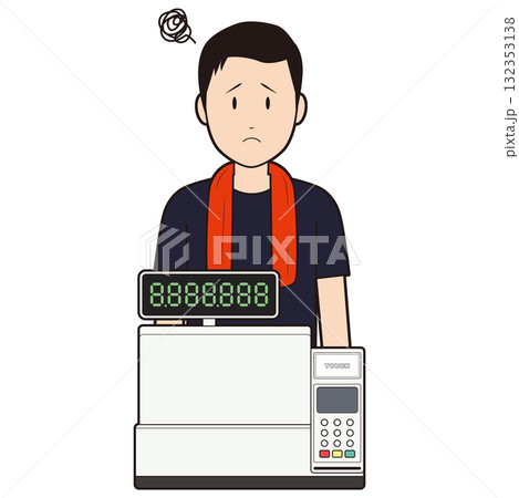 レジスターと男性飲食店スタッフ④ レジスターと男性飲食店スタッフ④ 132353138