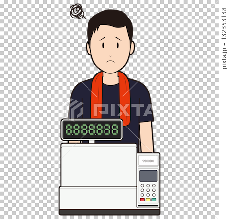 レジスターと男性飲食店スタッフ④ レジスターと男性飲食店スタッフ④ 132353138