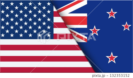 Flags of USA and New Zealand. United States and New Zealand National flags 132353152