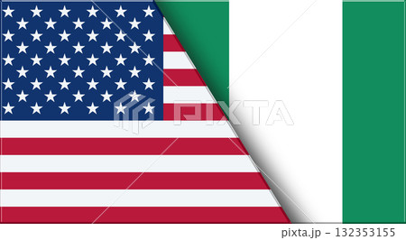 Flags of USA and Nigeria. United States and Nigerian National flag on Fabric 132353155