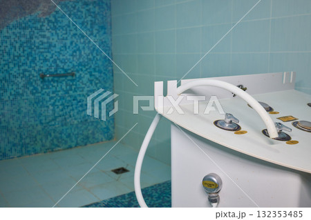 Therapeutic Bathing Equipment Carefully Designed in a Calming Aqua Setting for Relaxation Therapeutic Bathing Equipment Carefully Designed in a Calming Aqua Setting for Relaxation 132353485