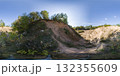 360 degree panorama of a sandy quarry or sand hills amidst a forest. HDRI seamless spherical 360-degree panorama of sand quarry 132355609