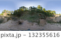 HDRI seamless spherical 360-degree panorama of sand quarry. 360 degree panorama of a sand quarry or sand hills amidst a forest 132355616
