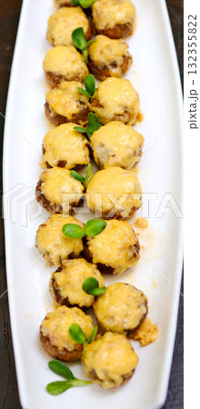 Stuffed cheesy mushrooms Stuffed Mushrooms with Baked Shrimp: A Hot Banquet Appetizer 132355822