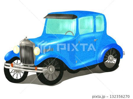 優雅なクラッシックカーT型フォードの切り絵貼り絵イラスト 132356270