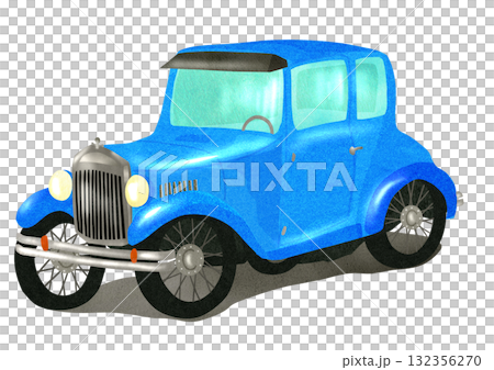 優雅なクラッシックカーT型フォードの切り絵貼り絵イラスト 132356270