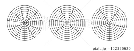 Polar grid with segments, concentric circles. Wheel of life. Coaching tool simple for visualizing all areas of life. Circle diagram of life style balance. Black blank of graph paper. Polar grid with segments, concentric circles. Wheel of life. Coaching tool simple for visualizing all areas of life. Circle diagram of life style balance. Black blank of graph paper. 132356629