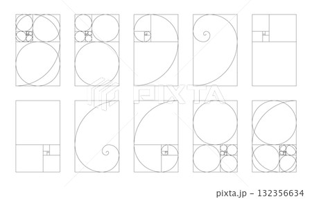 Big fibonacci numbers, array set. Collection of vertical golden ratio harmony proportions. 132356634
