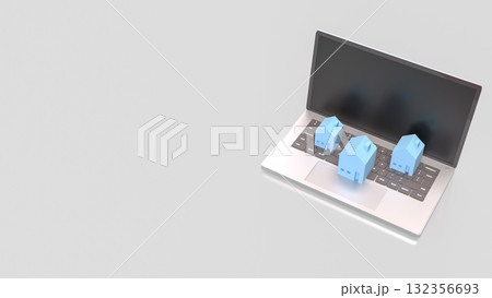 The Blue house for Property or Building concept 3d Rendering. The Blue house for Property or Building concept 3d Rendering. 132356693