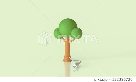 The Tree and electric plug for Energy or eco concept 3d rendering. 132356720
