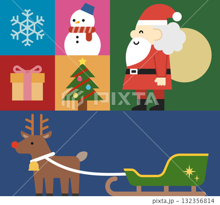 シンプルでポップなクリスマスイラスト シンプルでポップなクリスマスイラスト 132356814