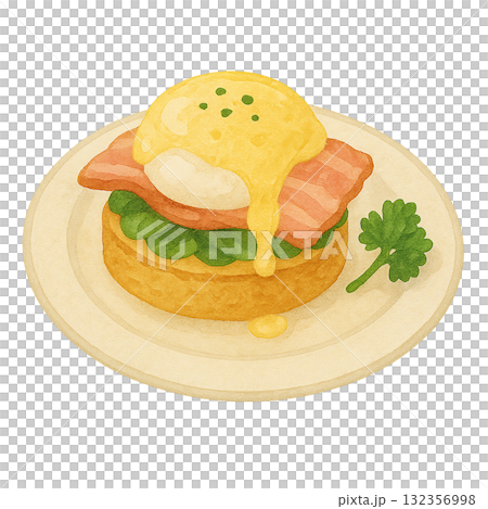 班尼迪克蛋插圖。 132356998