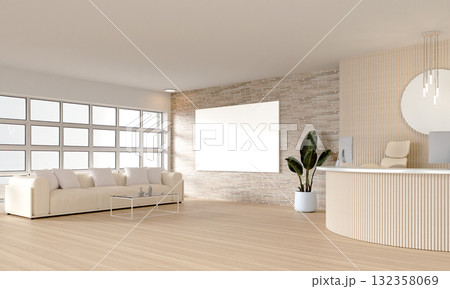 Sophisticated living space with elegant reception, 3D render illustration. Sophisticated living space with elegant reception, 3D render illustration. 132358069