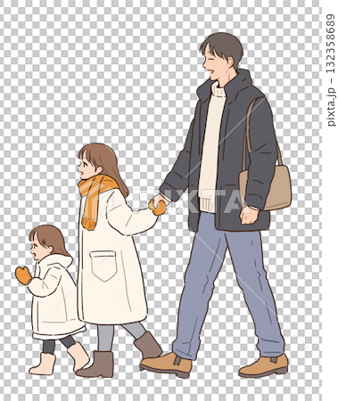 仲良し親子の冬の一コマ 132358689